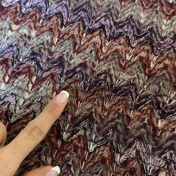 Missoni Purple Gray White Silver Red Sparkle Fringe Scarf - Picture 8 of 14